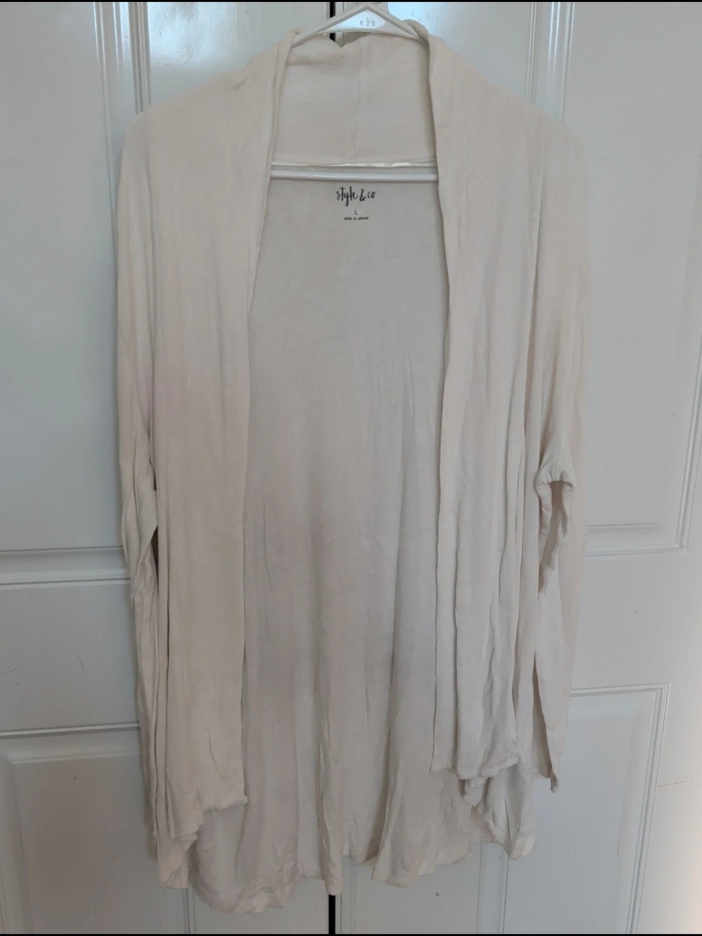 Style & Co. Soft Cream Open-Front Draped Cardigan